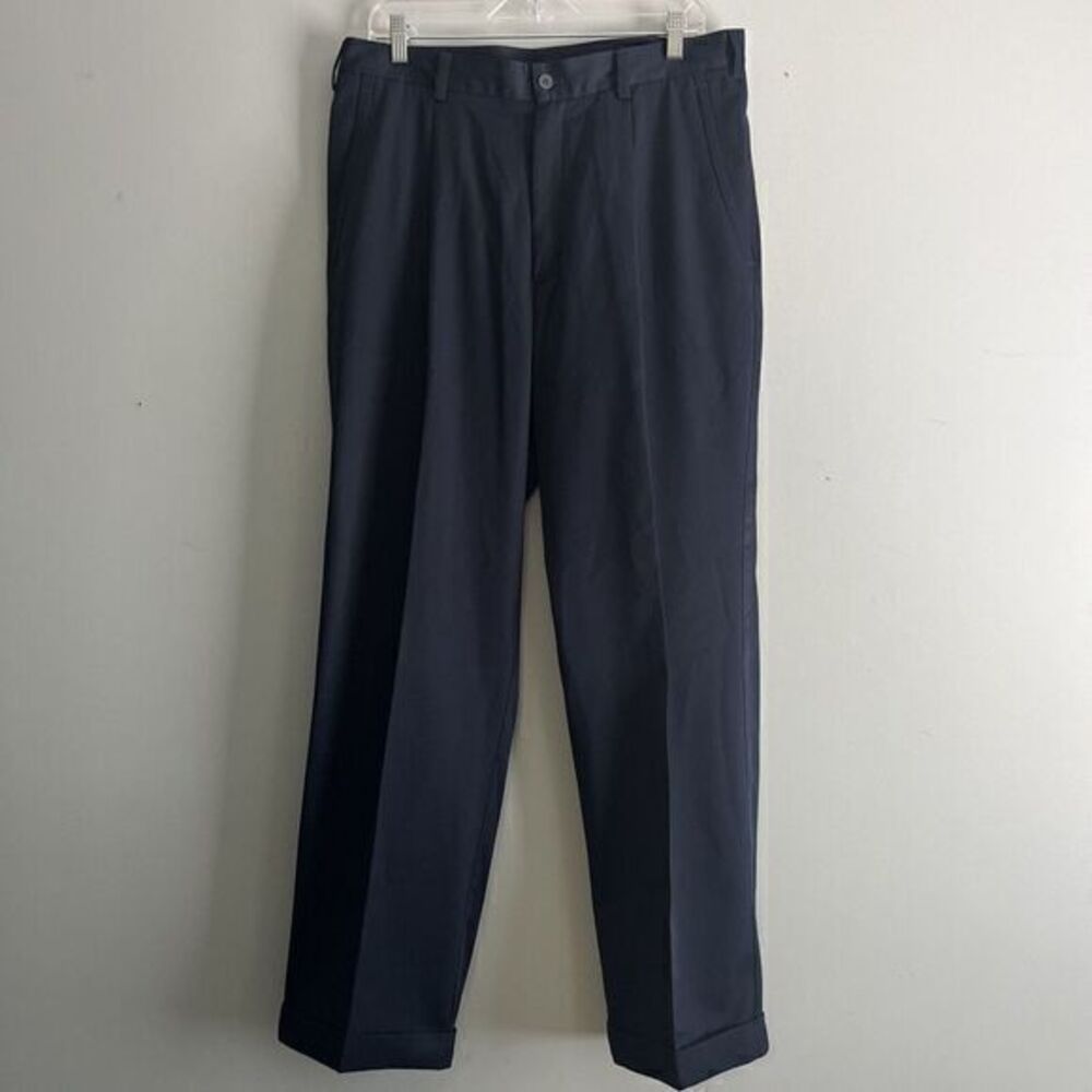 NIke Golf Pants Mens 36x32 Dri Fit Pleated Cuffed Hem Dress Blue Pants